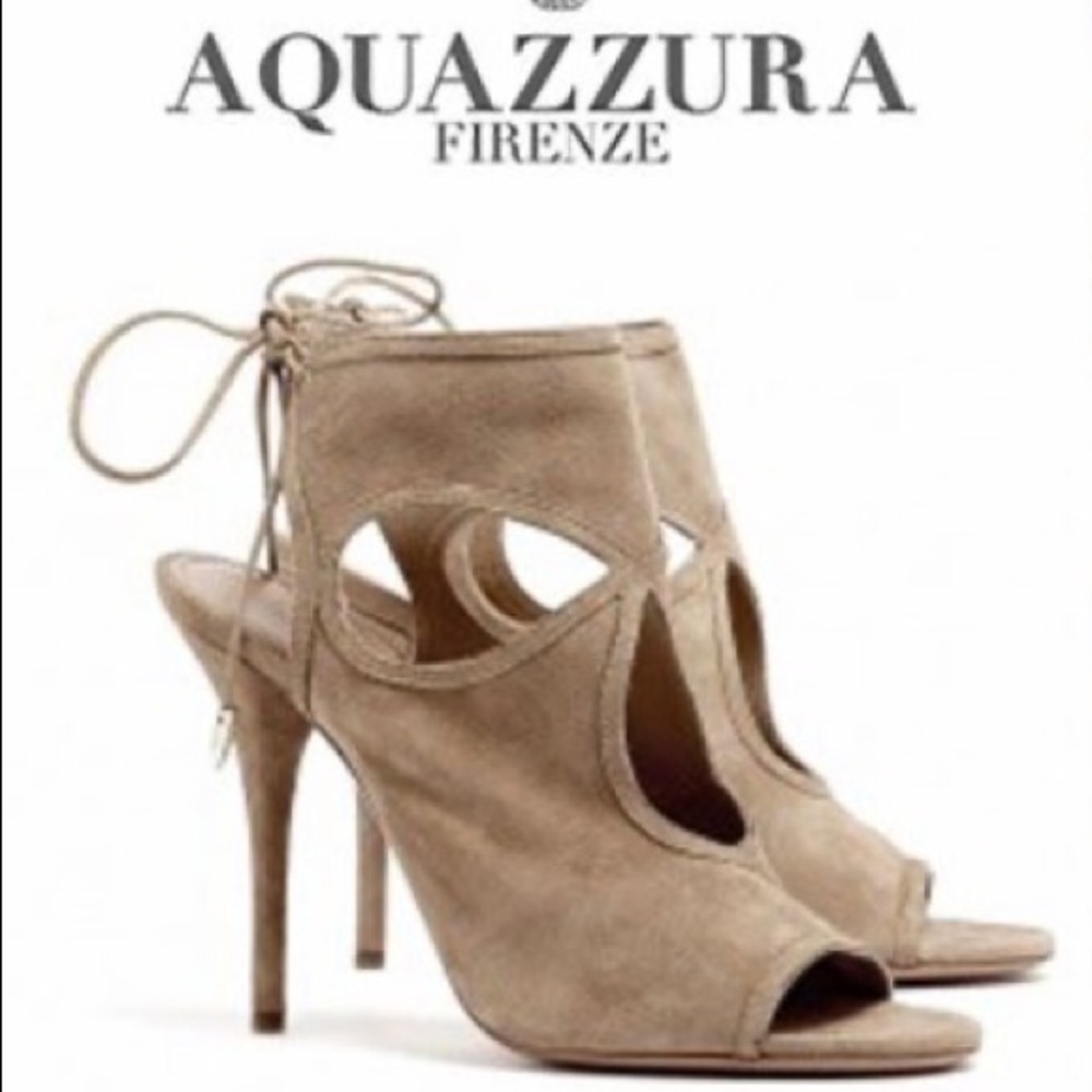 Aquazzura Firenze Sexy Thing Lace-Up Suede Heels